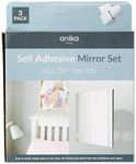 Anika 60960 Pack of 3 Self Adhesive Square Mirrors 15cm / Versatile and Functional/Easy to Install/Sleek and Modern