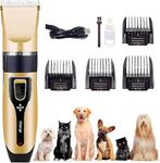 OWLMAN Cordless Pet Clippers Set for Dogs and Cats, Low Noise Electric Trimmer with LED Light, Rechargeable and Stainless Steel Blades Dog Trimmer Pet Grooming Kit, Trimmer for Dog Hair Cutting