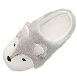 Lovely Fox Slipeprs, Women Girls Thermal Fleece House Indoor Slippers Fuzzy Clog Mule Skid-Proof Sole Footwear Home Shoes with Warm Lining, 6/7 UK, Grey