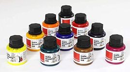 Isomars India Waterproof Drawing Ink - Set of 10 Colours - 35ML Bottled Ink