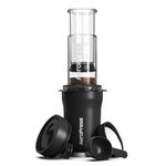 AeroPress Go Plus, Small Portable Coffee Maker for Travel & Camping - 3 In 1 Brew Method Combines French Press, Pourover, Espresso, Full Bodied Coffee without Bitterness, Coffee Press Kit - Black