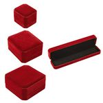 PandaHall 4pcs Velvet Jewelry Ring Necklace Box Square & Rectangle Jewelry Present Gift Box Display Boxes Necklace Case for Wedding Engagement Necklaces Jewelry Gift, Red