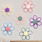 Peryiter 6 Set Boho Nursery Decor for Girl 10 Inch Woven Daisy Flower Decor Macrame Wall Hanging Bohemian Wall Decor Daisy Nursery Decor for Baby Girls Nursery Home Bedroom Dorm Decor (Multicolor)