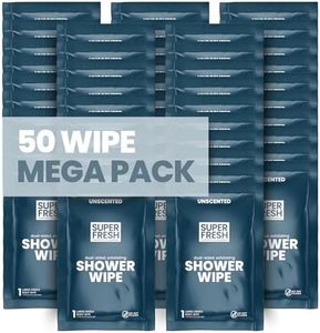 Super Fresh Shower Wipes Large Unscented Body Wipes for No Rinse Bathing Personal Hygiene Gym Travel or Camping Enriched with Aloe and Vitamin E 50 Individually Wrapped Disposable Sheets