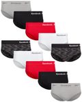 Reebok Womens Seamless Hipster Panties 5-Pack, Size Large, Black/Red/Grey/White/Spacedye Black