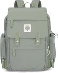 Parker Baby Diaper Backpack - Large Diaper Bag with Insulated Pockets, Stroller Straps and Changing Pad -"Birch Bag" - Sage Green