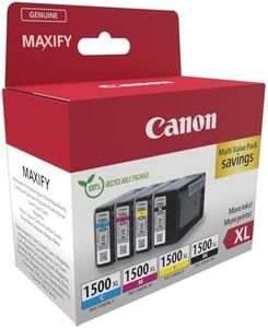 Canon PGI-1500XL Lot de 4 Cartouches d'encre Authentiques à Haut rendement (Noir, Cyan, Magenta, Jaune)