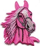 Horse colt bronco filly mustang pony stallion steed pink applique iron-on patch new