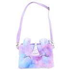 Crossbody Bag for Girls Faux Fur Handbag Unicorn Purse Plush Coin Purse for