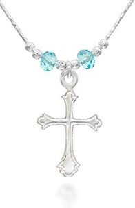 Stera Jewelry Silver Necklace Choice of Cross Pendants Made with Swarovski Crystals, 16 + 4 inches, Crystal