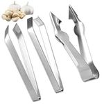 3pcs Stainless Steel Garlic Peeler with Fruit and Vegetable Remover, Garlic Tweezers Garlic Skin Remover Simple Fish Bone Tweezers Portable Garlic Peeling Clips Tool for Cooking Kitchen