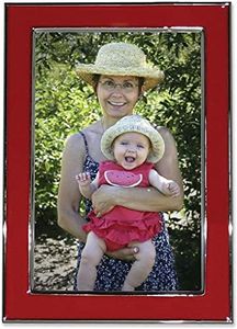 Lawrence Frames Silver Plated 5 by 7 Metal with Red Enamel Picture Frame