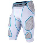 CHAMPRO Boys Bull Rush 7-Pad Compression Girdle, Large, White, Grey Inset