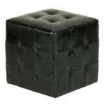 Cortesi Home Braque Tufted Cube Ottoman, Black Faux Leather