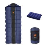 Rocksport Karakoram -5°C to +5°C Sleeping Bag with Reliance Hollow Fibre for Camping, Hiking, Indoor & Outdoor l Free Air Pillow & Adventure Pass(Bue STR)