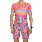 Zoot Womens LTD Aero Triathlon Suit - Short Sleeve Tri Racesuit Primo Fabric Two Pockets - Club Aloha - Large