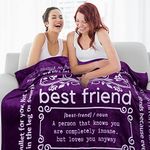 Funny Gifts for Best Friend Women, Funny Best Friend Blanket, Friendship Gifts for BFF, Bestie, A Unique Throw with Fun Quote and Sayings, Best Friend Birthday, 153x127 cm (Purple, Fleece)