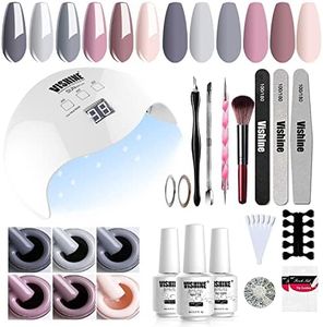 Vishine UV LED Nail Lamp Gel Nail Kit, Upgraded 40W Gel Nail Polish LED UV Light 6 Colors Gel Base Top Coat Professional Nail Art Tools Accessories