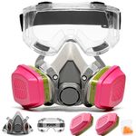 RANKSING Reusable Respirator Gas Mask with 60926 Filters and Goggle to Protection Against Dust, Fumes, Asbestos, Chemicals and Particles while Painting, Spraying, Polishing and More, Medium