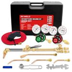 RX WELD Oxygen Acetylene Torch Kit with Heating Nozzle, Gas Cutting Welding Kit Portable Oxy Brazing Welder Tool Set with Check Valves