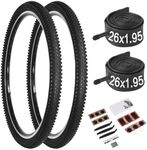 26 Inch Bike Tire, 2Pack 26 x 1.95 Bike Tires & Tubes with Repair Kit, Folding Portable 26 MTB Tires, Replaceable Bicycle Tires 26x1.95 with Inner Tubes and Levers for City Roads, Muddy Trails
