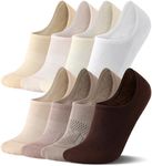 FITRELL No Show Socks Womens - Athletic Cushioned Low Cut Ankle Socks Invisible Non-slip Liner Running Socks, 8 Pairs Tan, Small