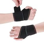 2PCS Hand & Wrist Braces, Adjustable Compression Wrist Support Wrap Bands, One Size Fits Left or Right Hand for Tennis Golf Climb Sports Exercise Pain Relief (Black)