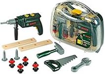 Theo Klein 8416 Bosch Tool Case, Large I 16-Part Tool Kit I Including Battery-Powered Drill with Light and Sound I Dimensions: 32 cm x 8 cm x 29 cm I Toy for Children Aged 3 Years and up