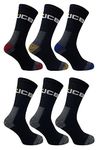 JCB - Mens Multipack Workwear Apparel Socks - 6 Pack - Assorted Black - UK 6-11 EUR 39-46