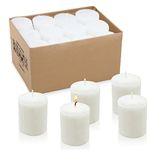 Mi Ka YIa 12 Hours White Votive Candles for Weddings Parties Spa Birthdays and Baby Shower,Set of 24 Unscented Bulk Candles for Restaurants and Home Decoration,2 Inch,24 Pack