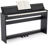 MUSTAR Digital Piano 88 Weighted Keys, Full Size 88 Key Piano Keyboard Semi Weighted, Home Electric Piano with Furniture Stand and Triple Pedal, Music Stand, USB MIDI, Black