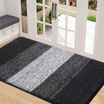 Grandaily Indoor Doormat, 32" x 48" Non-Slip Mud Trapper Absorbent Front Door Mats, Washable Striped Inside Entryway Mat, Low-Profile Welcome Mat Entrance Mat, Black