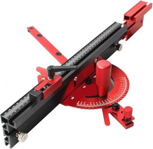 JCFANTS Precision Miter Gauge, Standard Slot 3/4'' x 3/8'', Aluminum Alloy Table Saw Miter Gauge with Miter Fence with 45 degree Angled Ends for Maximum Stock Support and a Repetitive Cut Flip Stop