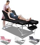 ALFORDSON Massage Table Folding Massage Bed Adjustable 75cm Wide Portable Therapy Table Lift Up SPA Bed, Black