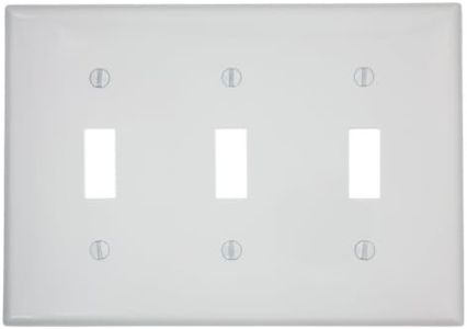 Leviton 80711-W 3-Gang Toggle Device Switch Wallplate, White, 1 Pack