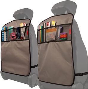 Lusso Gear Alfombrillas Resistentes (2 Unidades) – Protector de Asiento Trasero, Resistente al Agua, 3 Bolsillos de Almacenamiento Reforzados, Tela Oxford