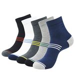 BALENZIA Men's Cotton and Spandex High Ankle Colorblocked Socks (Pack of 5) (Black, Navy, L. Grey, D. Grey, White)