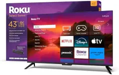 Roku Smart TV – 43-Inch Select Series 4K HDR RokuTV Enhanced Voice Remote, Brilliant 4K Picture, Automatic Brightness, & Seamless Streaming – Live Local News, Sports, Family Entertainment