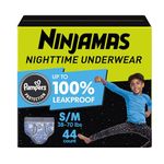 Pampers Ninjamas Nighttime Bedwetting Underwear Boys Size S/M (38-70 lbs) 44 Count (Packaging & Prints May Vary)