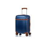 CHAMPS Vintage Collection Durable Expandable Hardside Spinner Carry-on, Ultra-Strong Lightweight Polycarbonate with USB Port, TSA Locks and 360-Degree Wheels, Navy