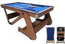 Riley Vertically Folding 6ft 2-in-1 Pool Table with Dartboard - With Cues, Pool Balls, Triangle, Chalk, Table Brush & Soft Tip Darts