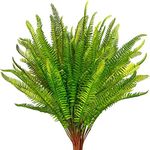 Grand Verde Boston Fern Artificial Plants Outdoor 19” Long Stem Large Shrubs Faux Greenery Bush Green Leaves DIY Office Home Decor UV Resistant Real-Touch Plastic Outside Garden 4pcs Pack