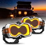 NOVSIGHT Halo Series 4.5 Inch LED Pod Lights, with Amber/White DRL 60W Super Bright, LED Offroad Light Spot Beam, IP68 LED Spot Lights with Covers and Wiring Harness for Truck Jeep Pickup Ram SUV ATV