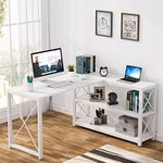 Tribesigns Reversible Industrial L-Shaped Desk with Storage Shelves, Corner Computer Desk PC Laptop Study Table Workstation for Home Office Small Space (White, 53")