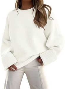 LILLUSORY Oversized Sweater Womens 2026 Fall Fashion Outfits Pullover Long Tunic Old Money Winter Cozy Clothes Cute Crewneck Trendy Knit Chunky Warm Knitted Ladies Top White