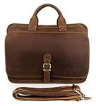 Laptop Briefcase Large Capacity, Dual Compartment Expandable 15.6" Laptop Portfolio Briefcase for Business, Brown, One Size