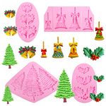 Christmas Fondant Molds, Mini Christmas Silicone Molds Pink Polymer Clay Molds, Snowflake Christmas Tree Reindeer Santa Candy Chocolate Silicone Molds Baking Tool for Xmas Party Cake Decorating