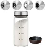 Verdental 7 oz Salt Pepper Shakers with Adjustable Outlet Holes Clear Glass Shaker Bottles Spice Seasoning Cans for Kitchen Decor and Home Restaurant BBQ Camping Farmhouse Kitchen Accessories (200ml)