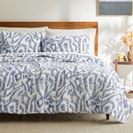 Southshore Fine Living, Inc. Khari Oversized Queen Quilt Bedding Set 3-Piece with Full Size/Queen Size Quilt and 2 Matching Shams, Indian Hand Printed Tapestry Style, Queen Size Bedspread Set, Blue