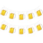 Beer Party & Oktoberfest Decoration - Brew Steins Garland - 10 Ft Long Mug Pennant Banner (2 Pack)